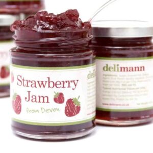 A jar of Delimann Extra Fruity Strawberry Jam (227g)