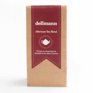 Delimann's Refreshing Afternoon Tea blend, now available in a pack of 15 bags.