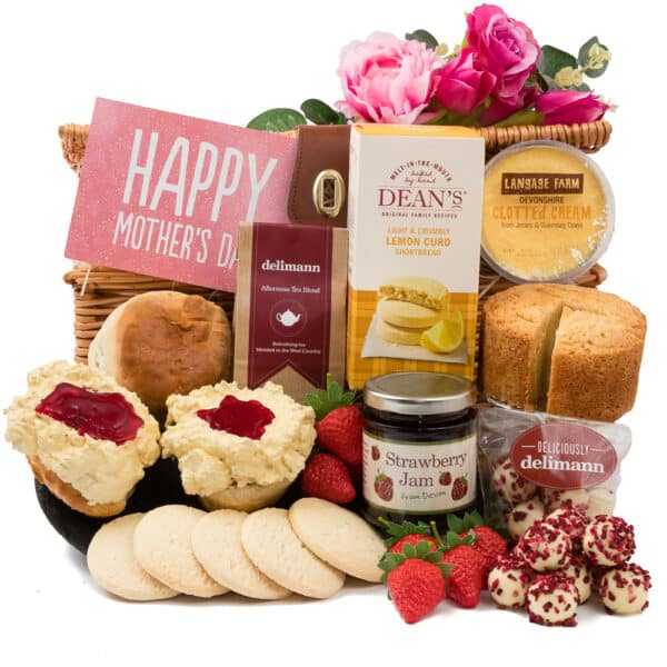 Cream tea with truffles, cake and biscuits