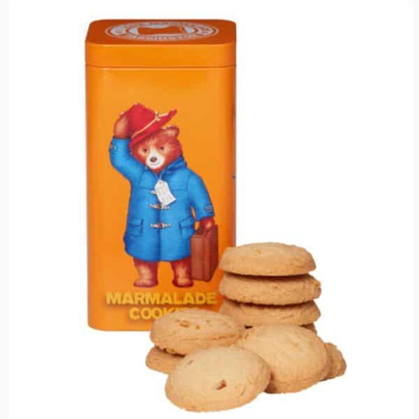 Paddington Bear Tin With Marmalade Cookies (100g) with marmalade cookies.