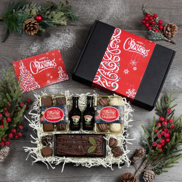 A festive gift box brimming with indulgent Baileys & Chocolates Christmas Treats
