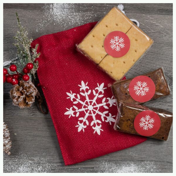 Red Christmas Bag With Shortbread & Brownies