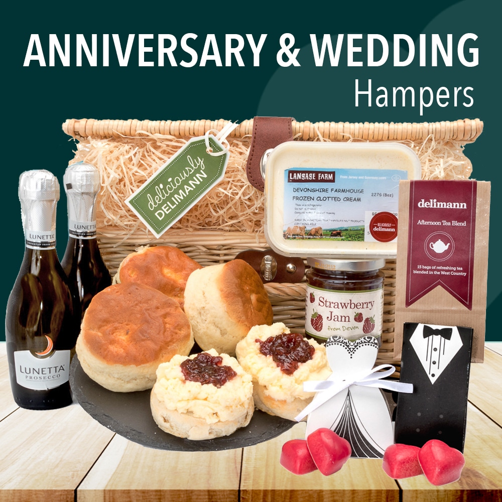 Welcome to our collection of anniversary and wedding hampers.