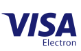 Visa electron logo on a green background.